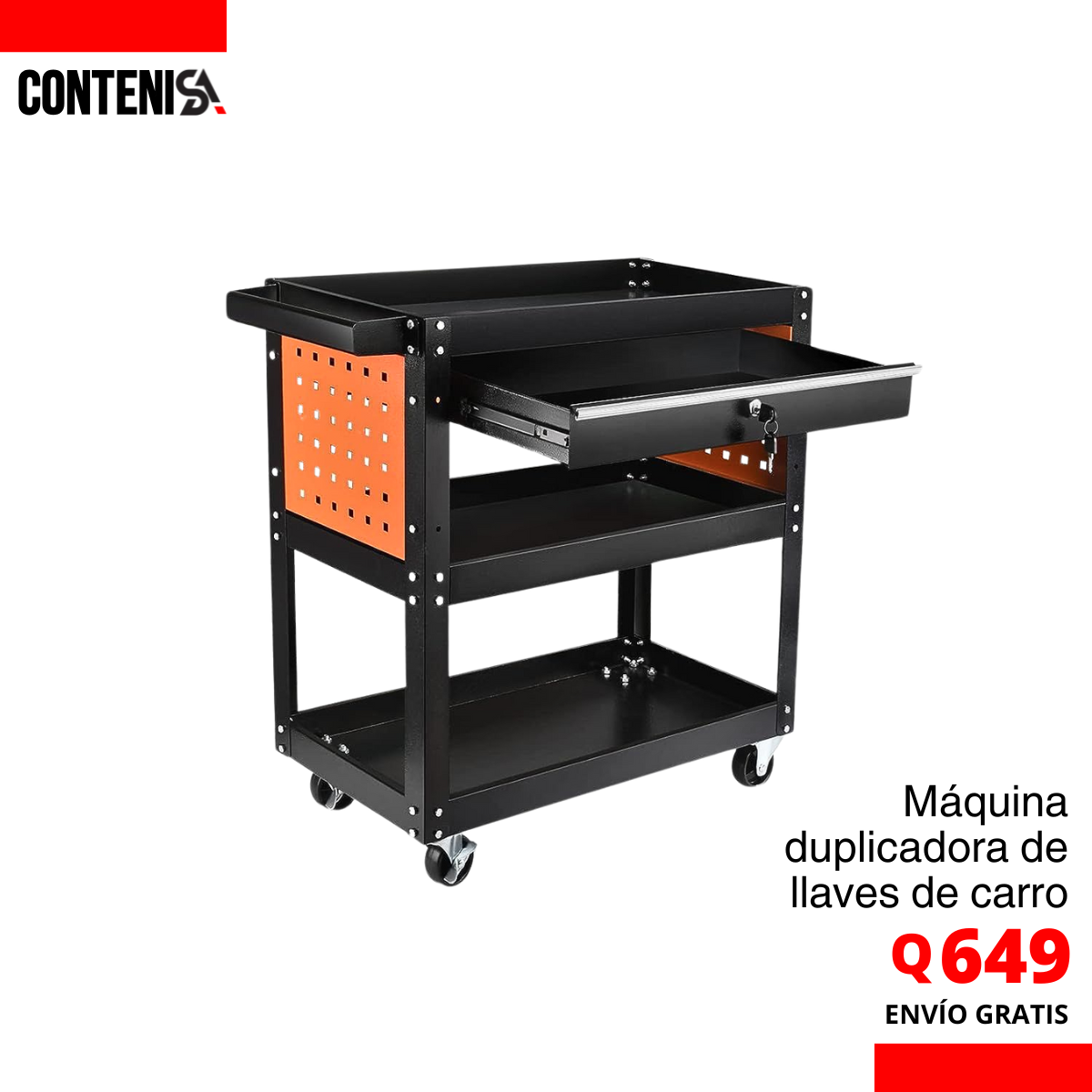 Carrito organizador de herramientas con gaveta