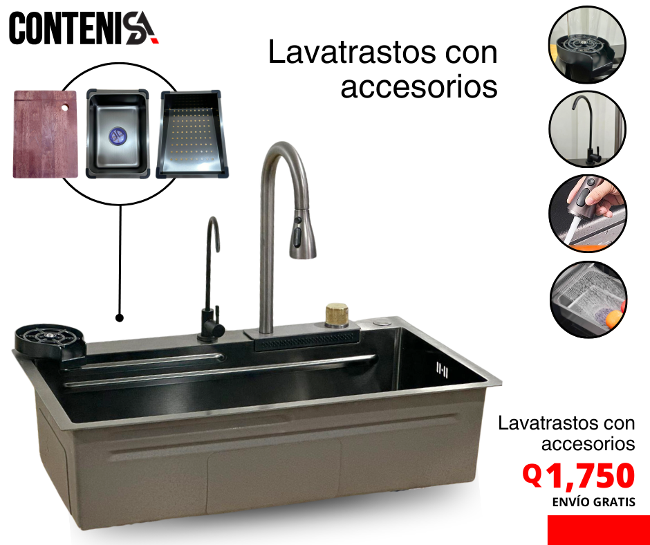 Lavatrastos con accesorios