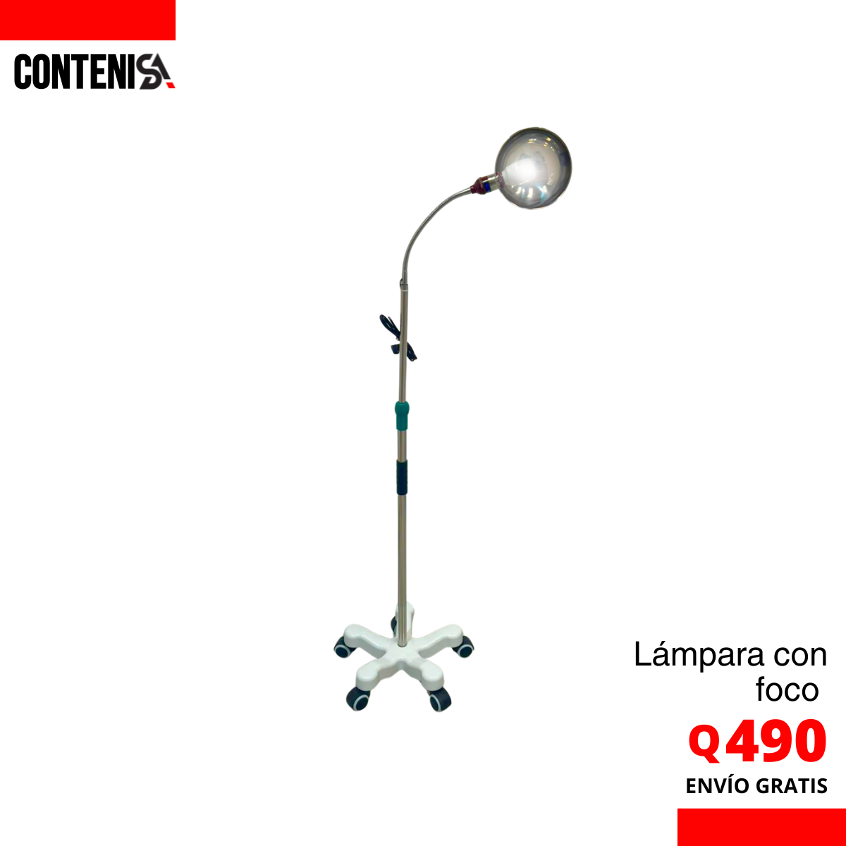 Lámpara con foco cuello de ganzo