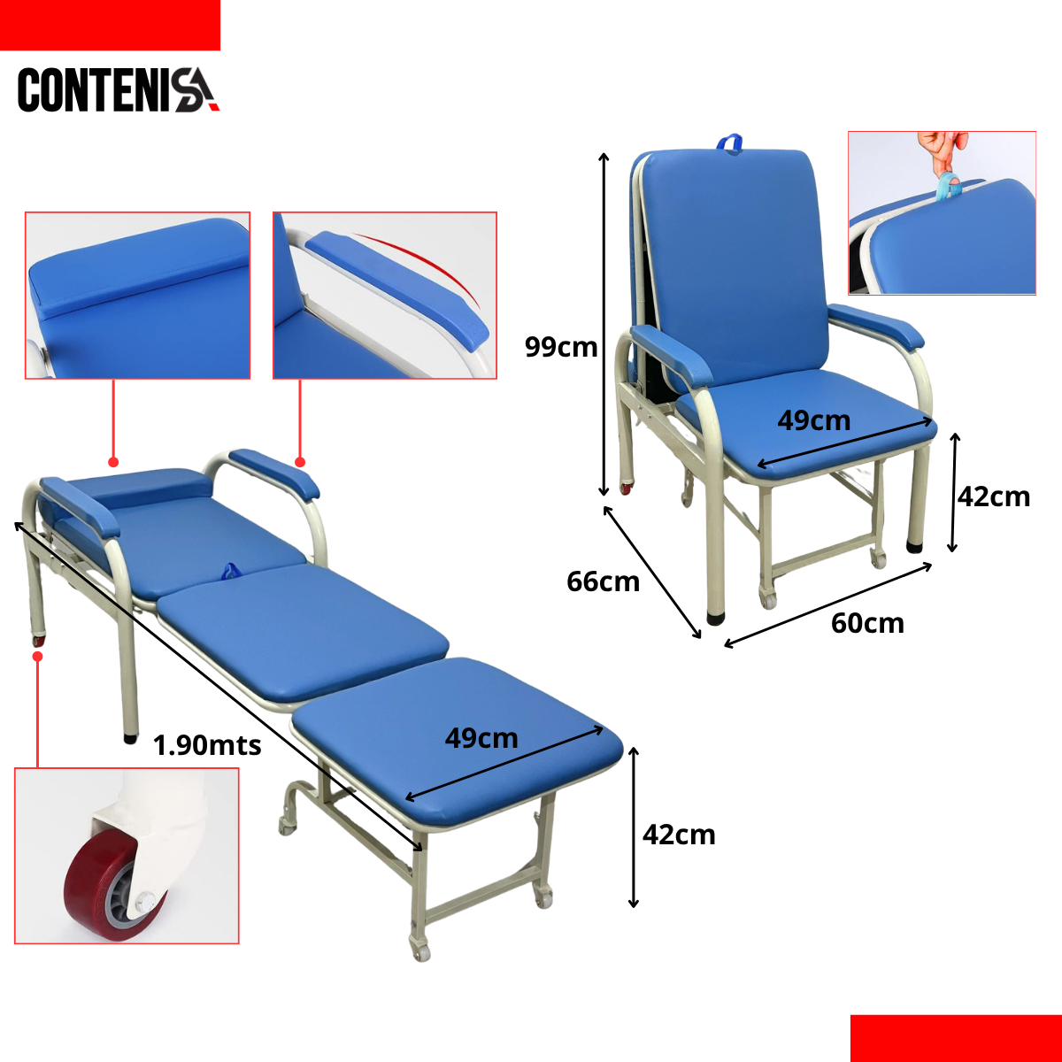Silla convertible para sala de espera
