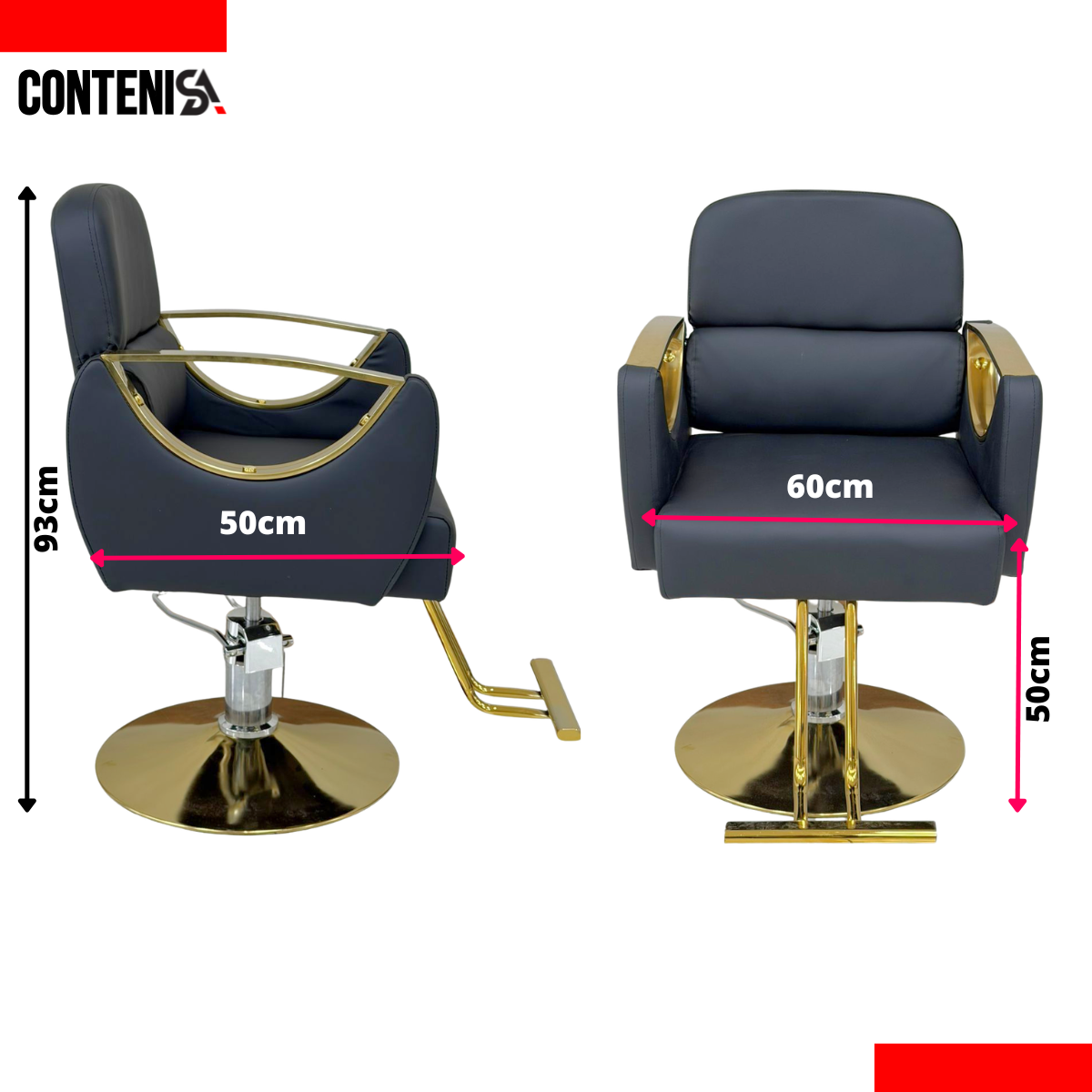 Silla negra para salón de belleza (con detalles dorados)