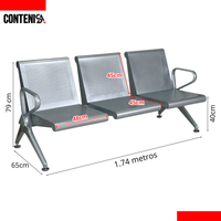 Silla de espera triple plateada