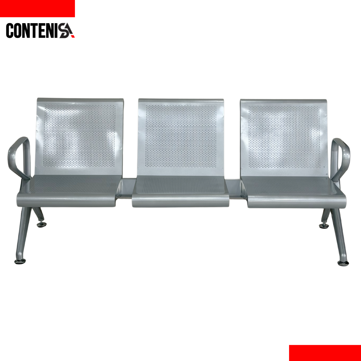 Silla de espera triple plateada