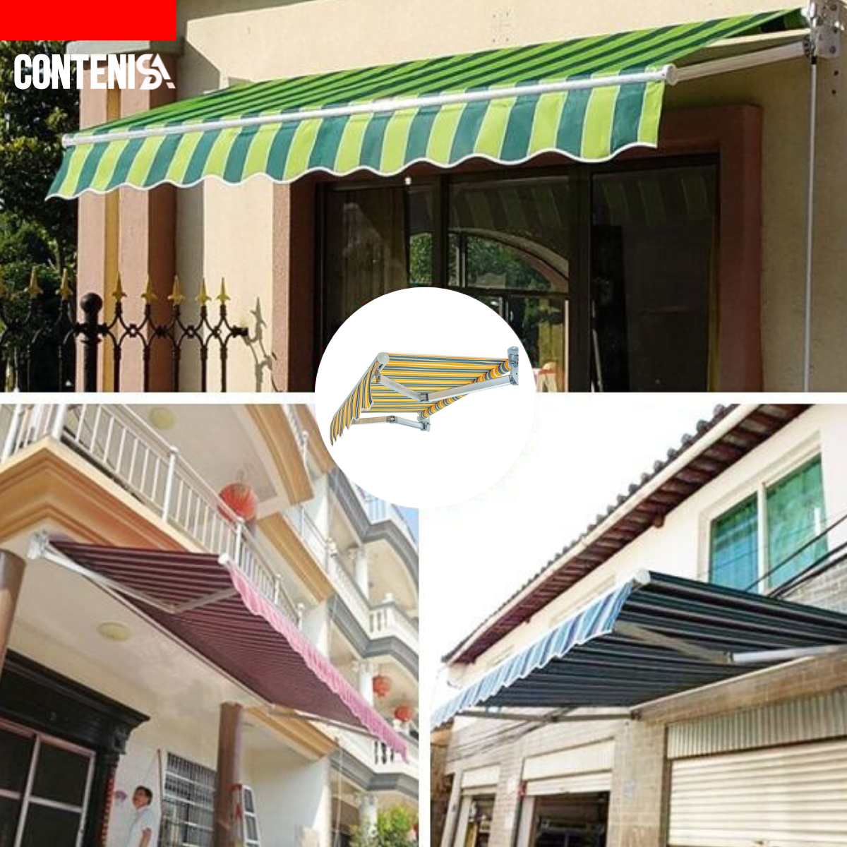 Toldo plegable retráctil con manivela