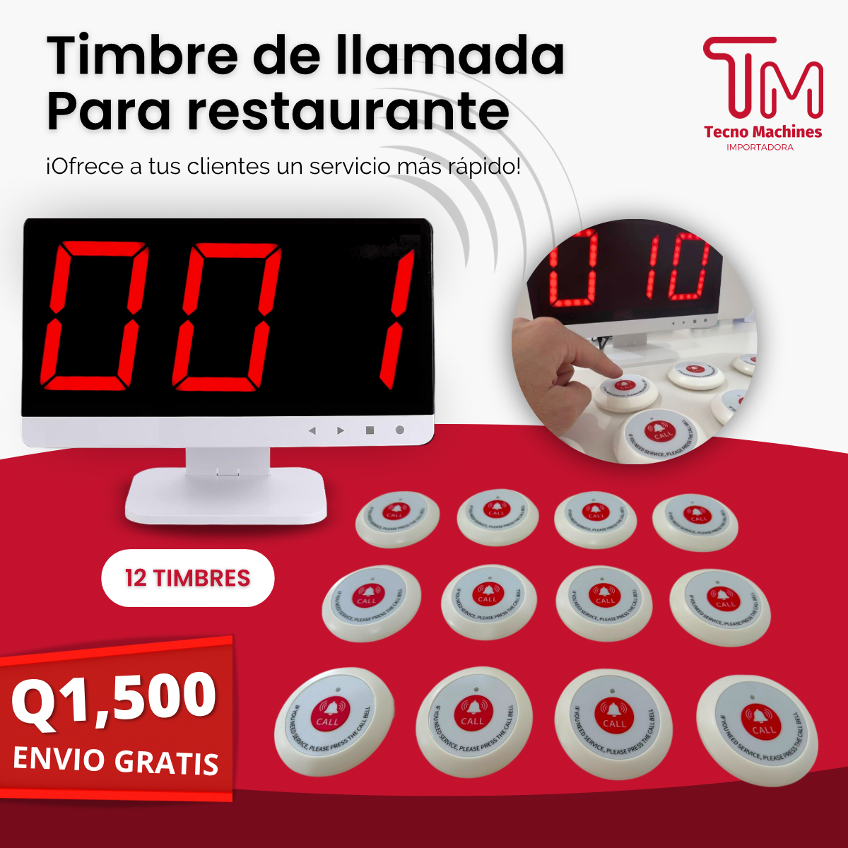 Sistema de timbres para llamado de meseros