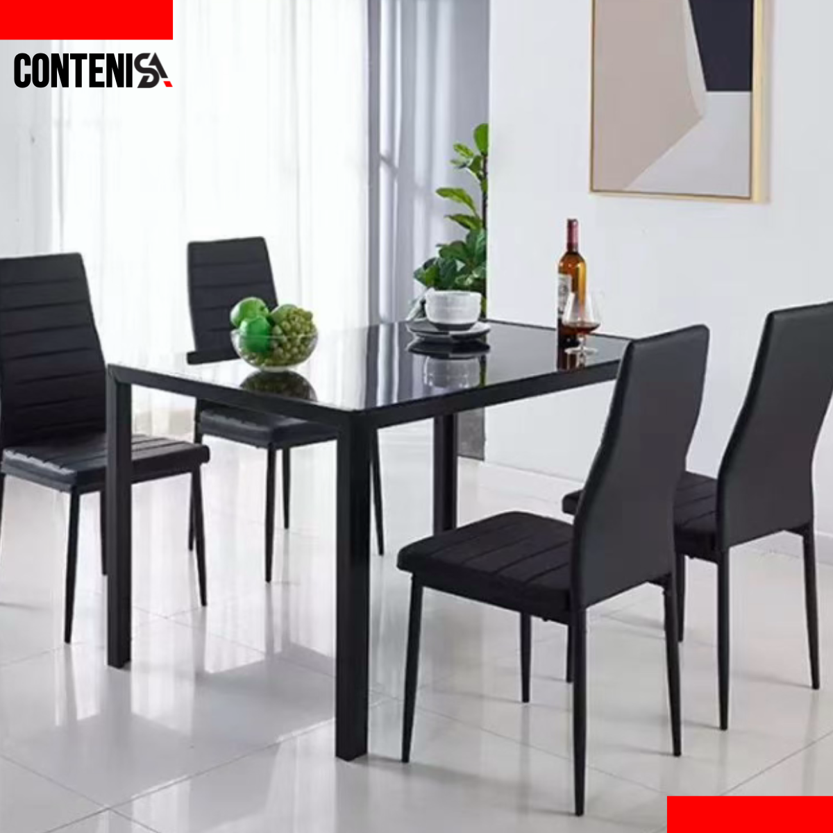 Amueblado de comedor (negro) rectangular