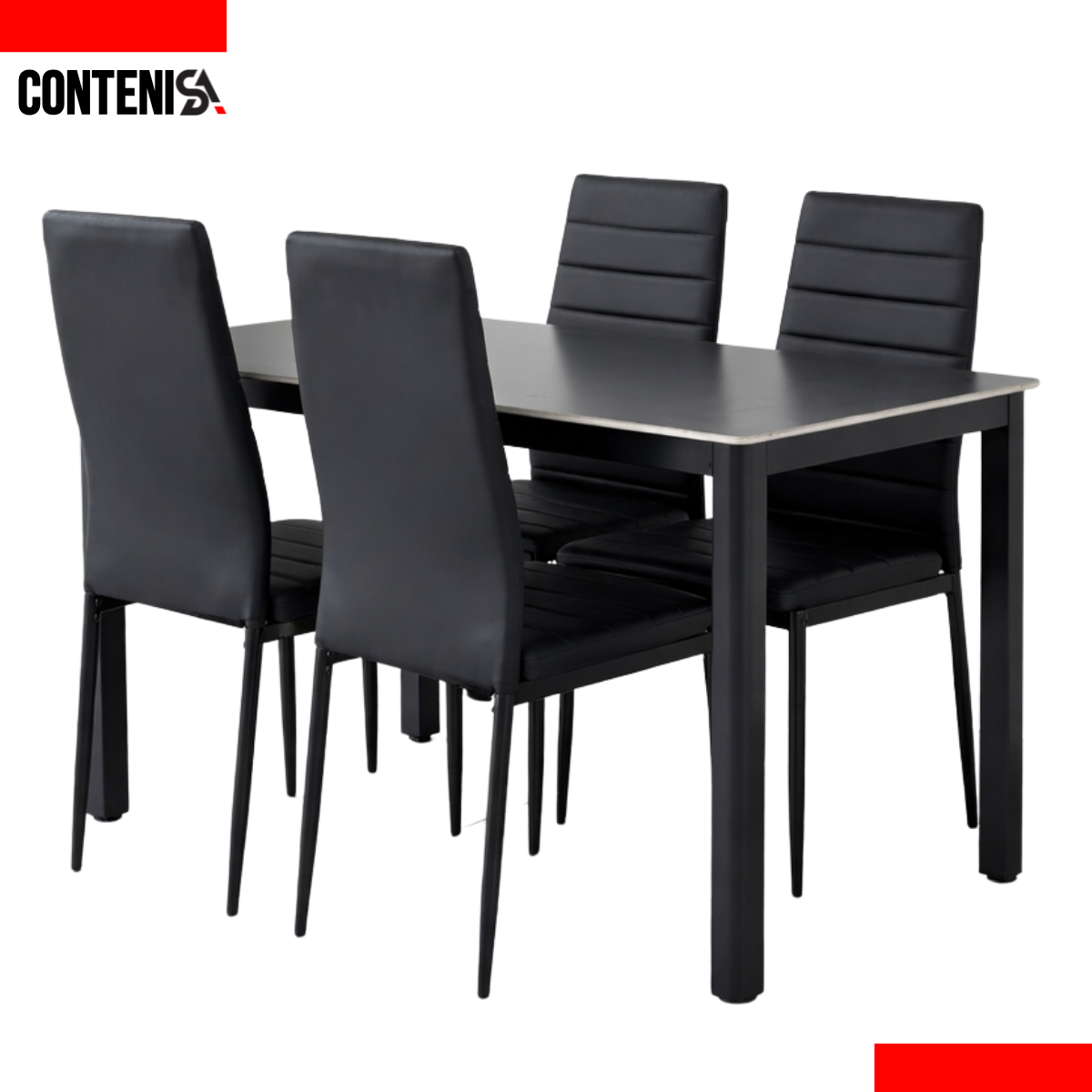 Amueblado de comedor (negro) rectangular
