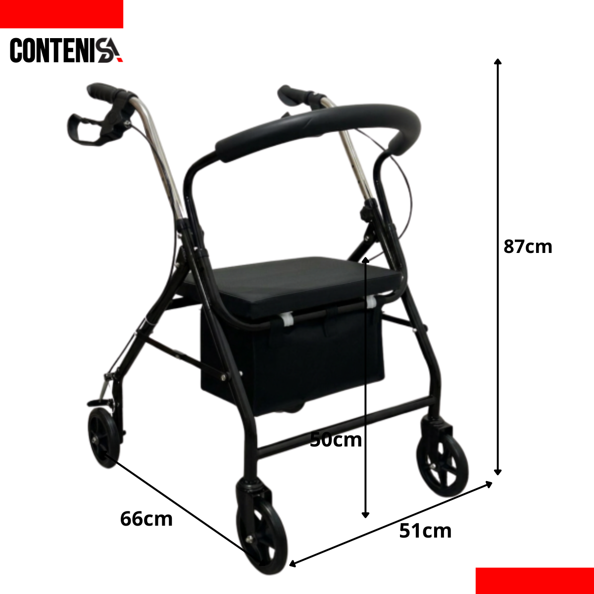 Andador con 4 ruedas y frenos