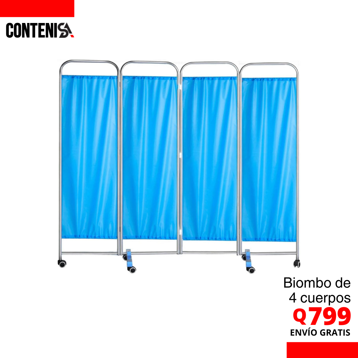Biombo médico de cuatro cuerpos