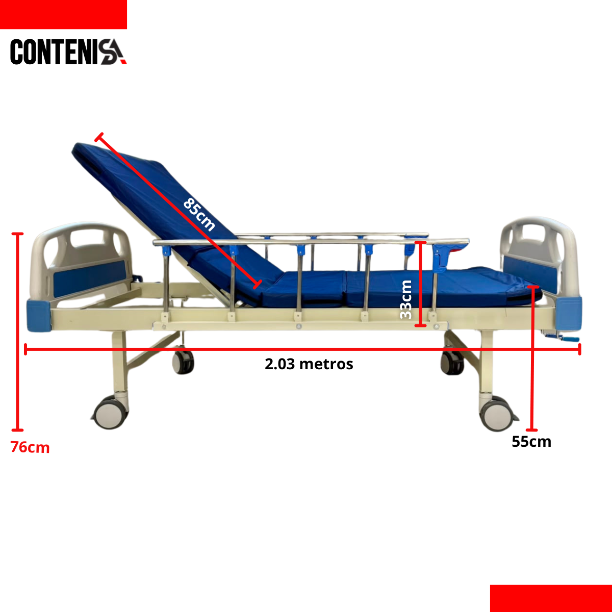 Camilla Hospitalaria con colchón (2 Movimientos manual)