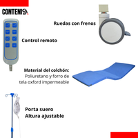 Camilla eléctrica hospitalaria de tres movimientos