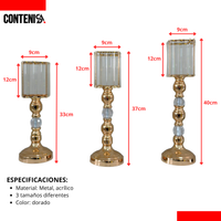 juego de tres candelabros cuadrados de acrílico (Mod9)