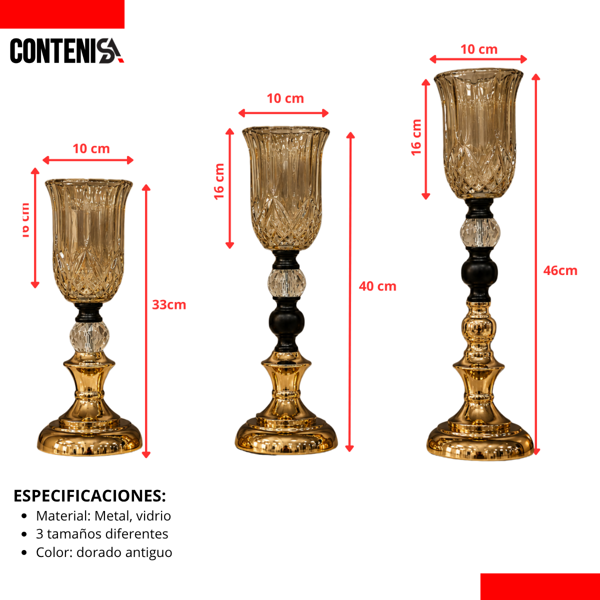 Set de candelabros cristal tipo copa (Mod1)