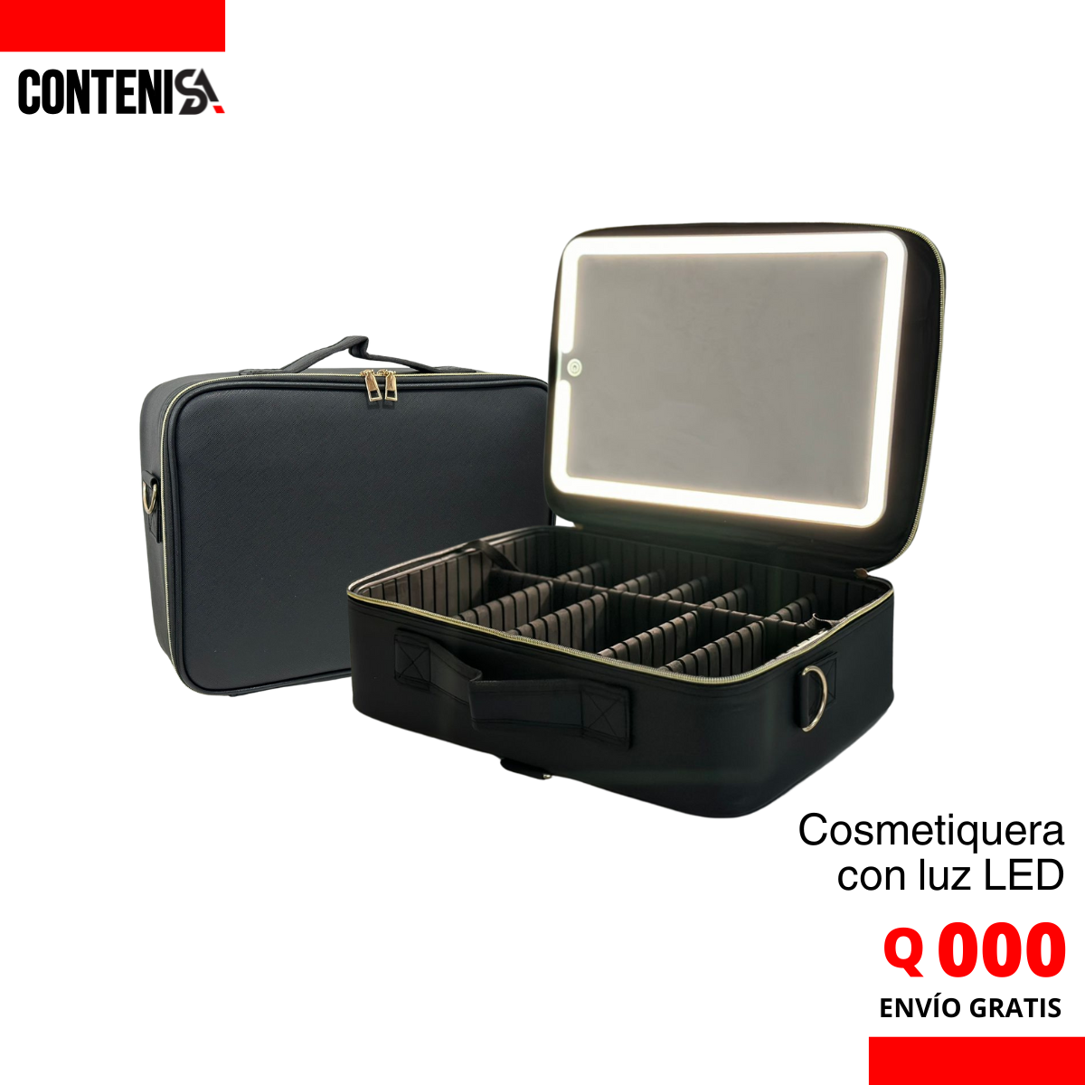 Cosmetiquera con espejo y luz LED