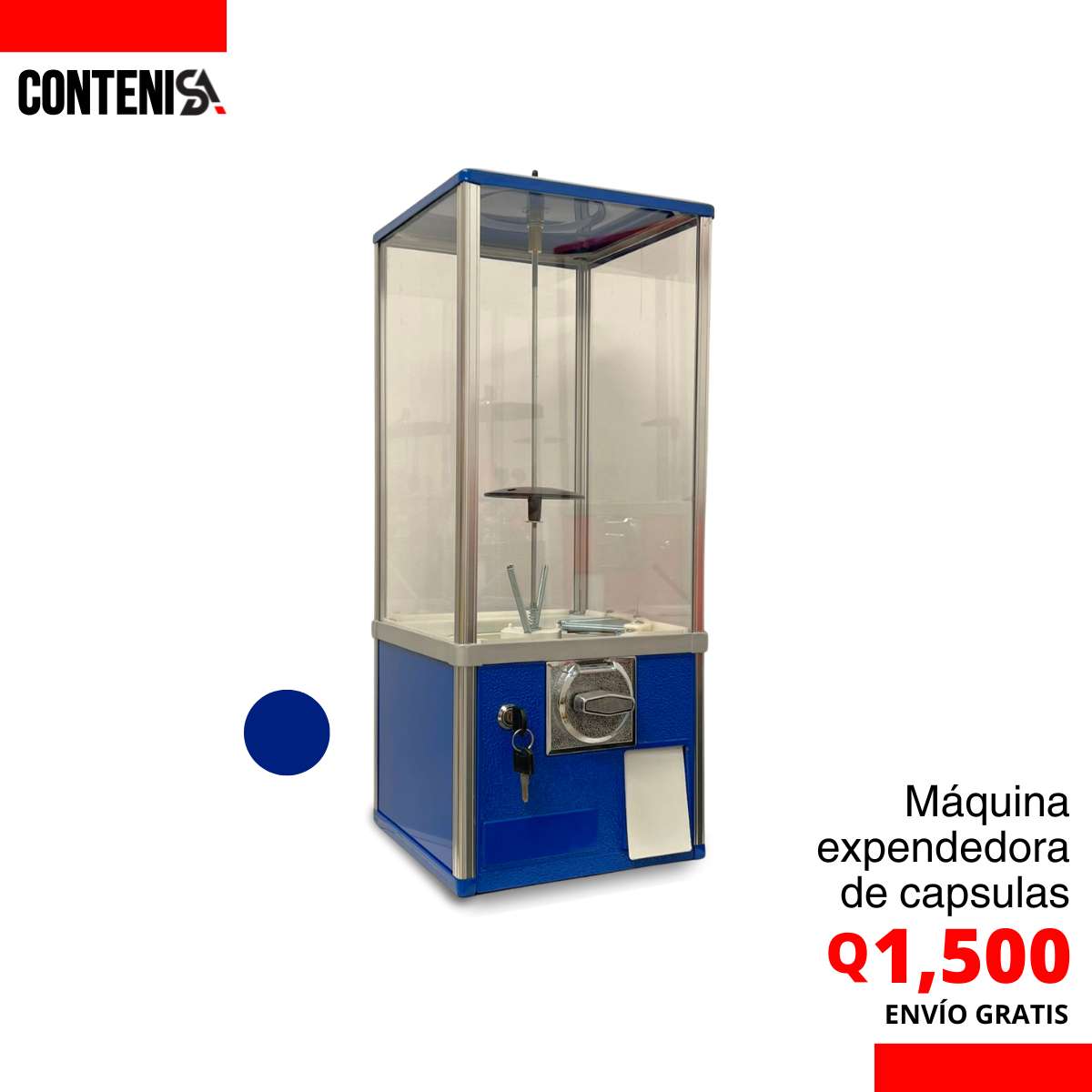 Máquina expendedora de capsulas de juguetes color azul