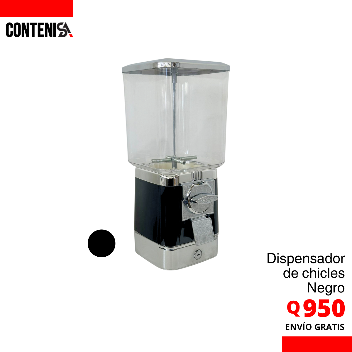 Dispensador Individual de chicles color Negro