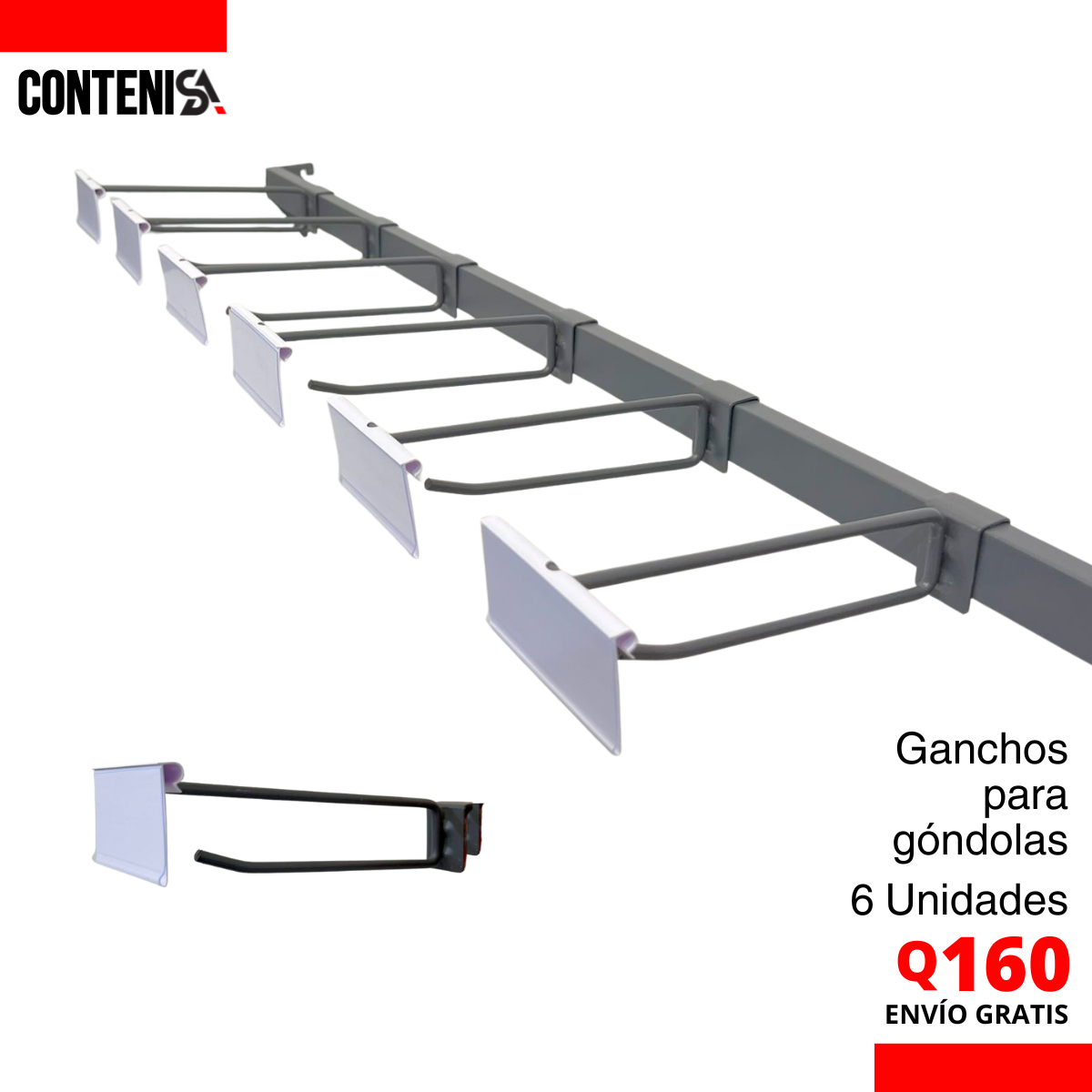 Barra Grande con 6 ganchos Q160