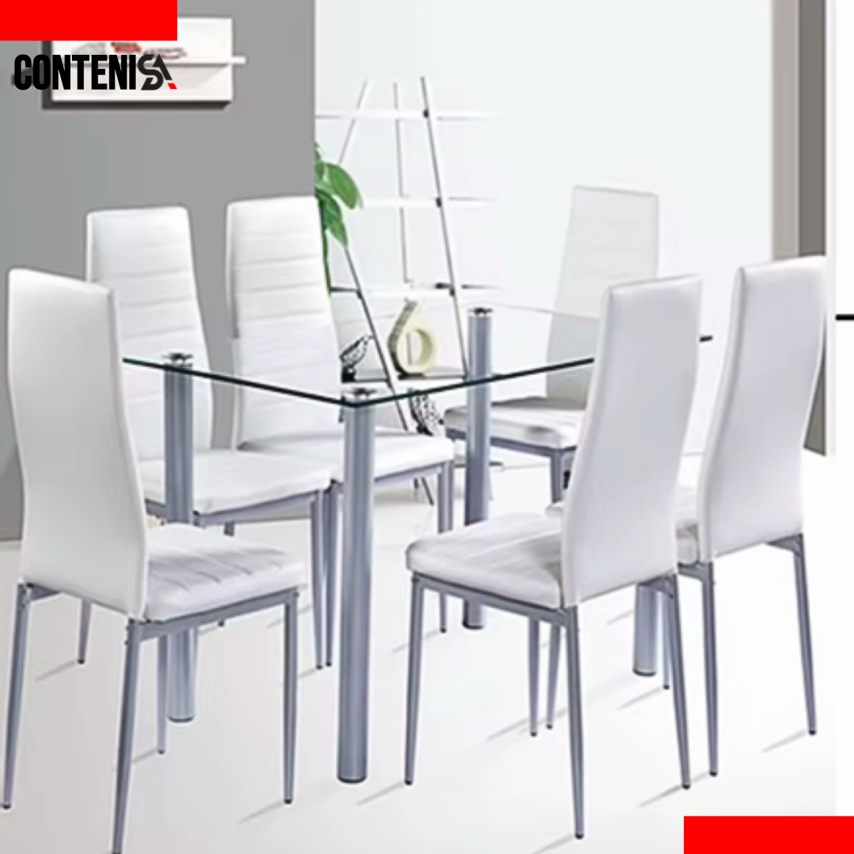 Juego de comedor de cristal