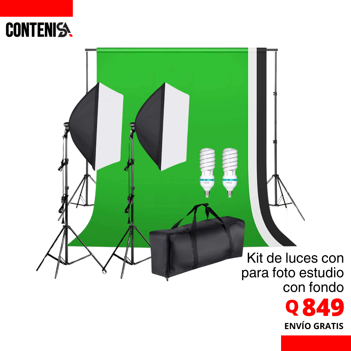 Kit de luces para foto estudio con fondos