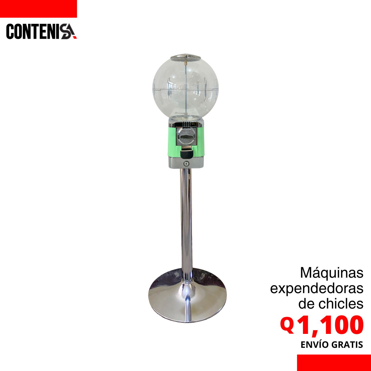 Máquina esfera expendedora de chicles VERDE