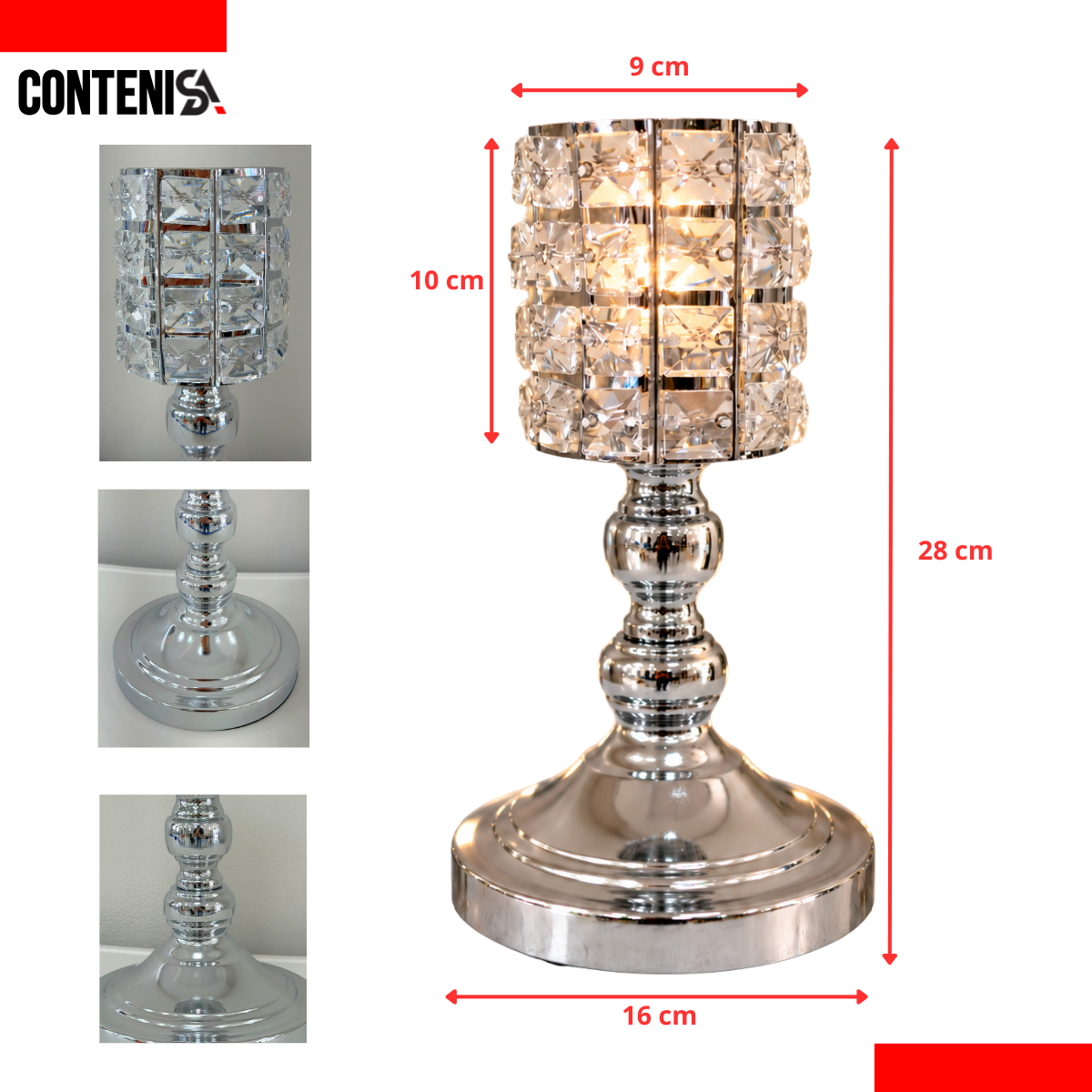 Candelabro plateado de cristales (Mod2)
