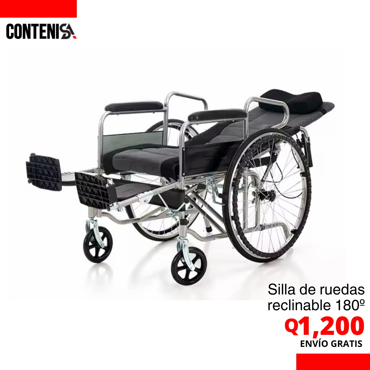 Silla de ruedas reclinable 180º