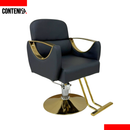 Silla negra para salón de belleza (con detalles dorados)